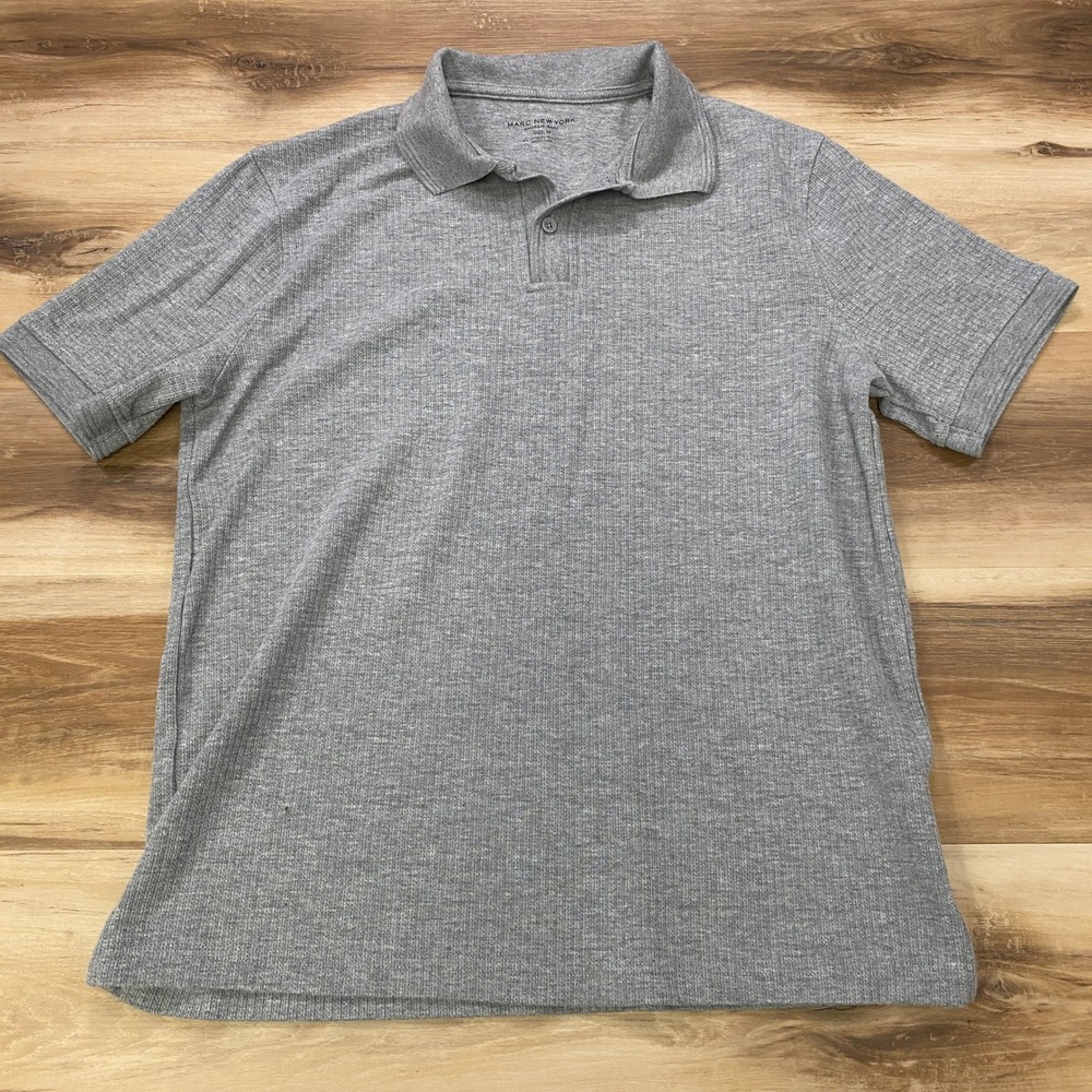 Marc New York Polo Shirt Size M Casual Cotton Blend Gray Short Sleeve